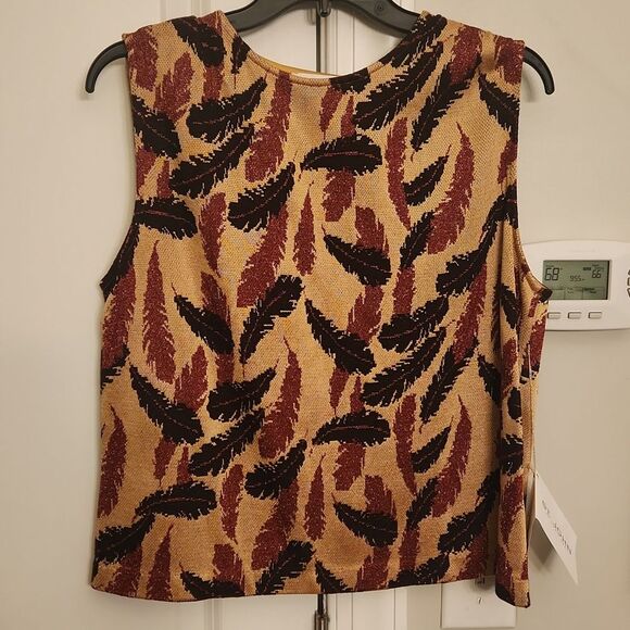 St. John by Marie Gray Sleeveless Feather Pattern Top w/ Scarf Size L NWT - Picture 6 of 11